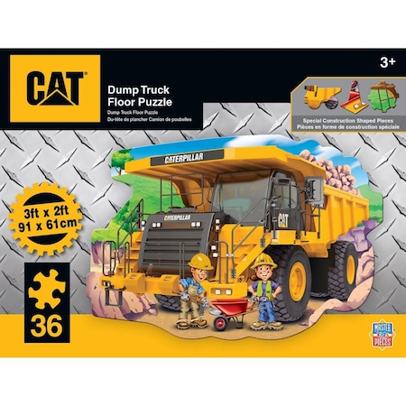 Masterpieces 3 x 2 ft. Caterpillar Dump Truck Kids Shaped Floor Puzzle, Extra Large - 36 Piece 11735